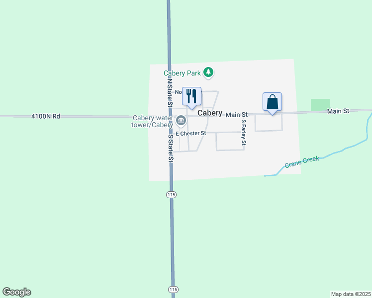 map of restaurants, bars, coffee shops, grocery stores, and more near 213 Ames Street in Cabery