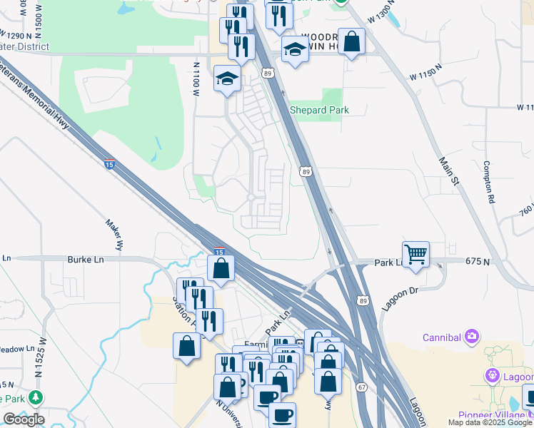 map of restaurants, bars, coffee shops, grocery stores, and more near 794 Farmington Crossing in Farmington