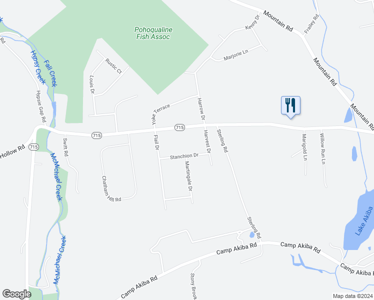 map of restaurants, bars, coffee shops, grocery stores, and more near 313 Stanchion Drive in Stroudsburg