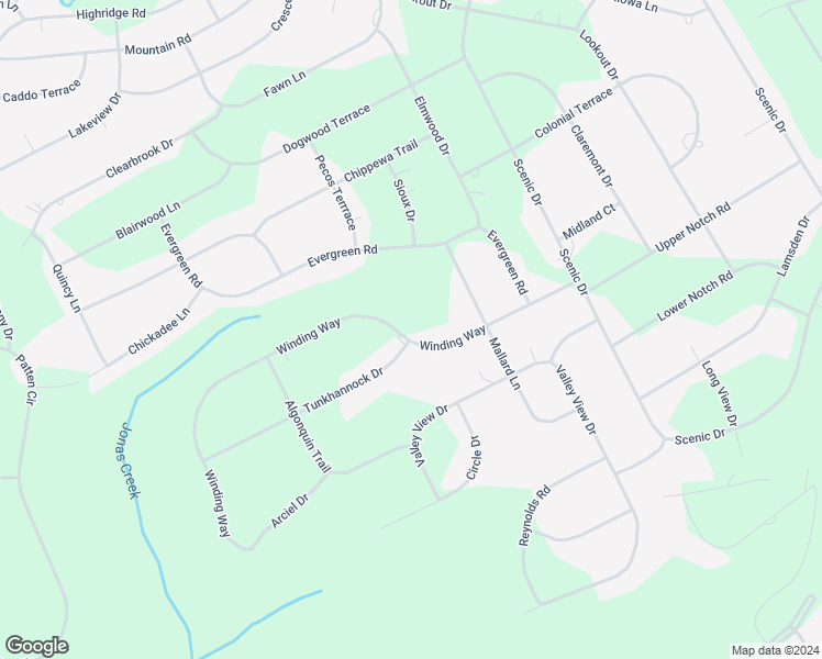 map of restaurants, bars, coffee shops, grocery stores, and more near 199 Winding Way in Albrightsville