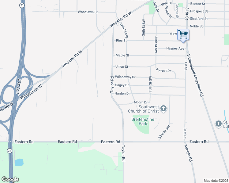 map of restaurants, bars, coffee shops, grocery stores, and more near 273 Taylor Road in Barberton
