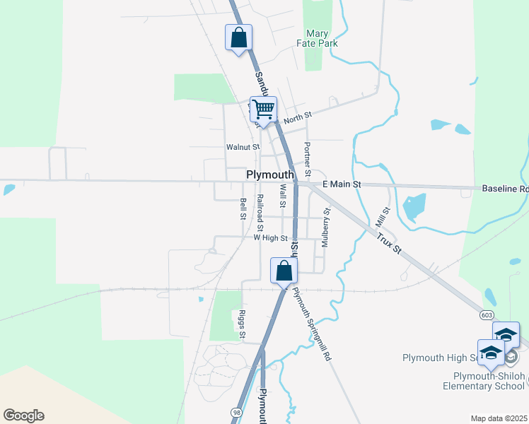 map of restaurants, bars, coffee shops, grocery stores, and more near 49 Railroad Street in Plymouth
