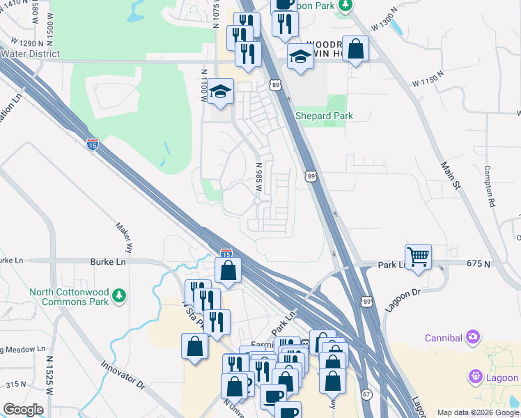 map of restaurants, bars, coffee shops, grocery stores, and more near 794 Farmington Crossing in Farmington