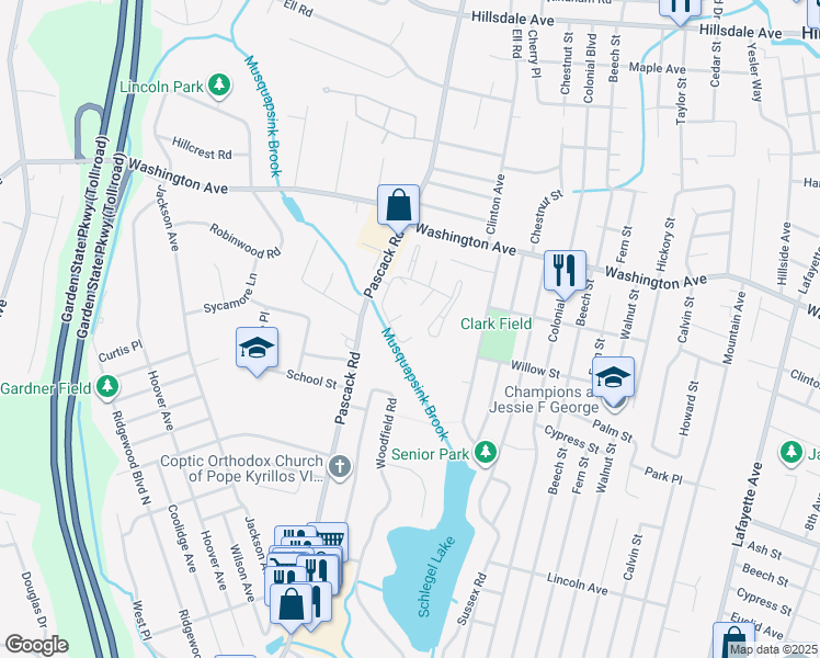 map of restaurants, bars, coffee shops, grocery stores, and more near 54 Lexington Court in Westwood