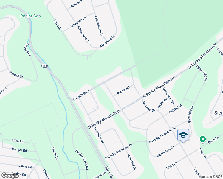 map of restaurants, bars, coffee shops, grocery stores, and more near 294 Matterhorn Drive in Effort