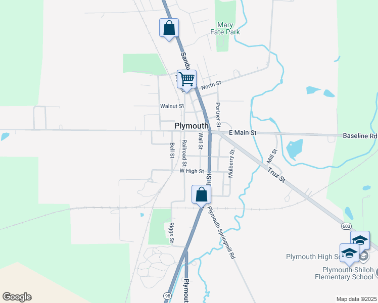 map of restaurants, bars, coffee shops, grocery stores, and more near 49 Railroad Street in Plymouth