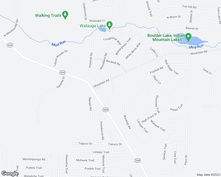 map of restaurants, bars, coffee shops, grocery stores, and more near 7 Wintergreen Trail in Albrightsville