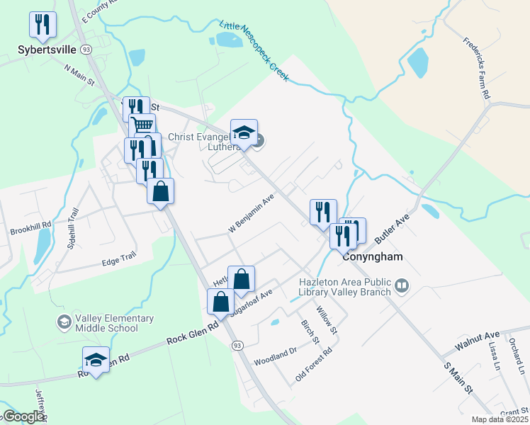 map of restaurants, bars, coffee shops, grocery stores, and more near in Conyngham