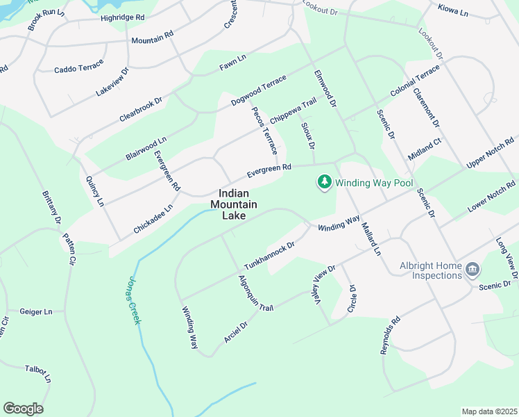 map of restaurants, bars, coffee shops, grocery stores, and more near 167 Winding Way in Albrightsville
