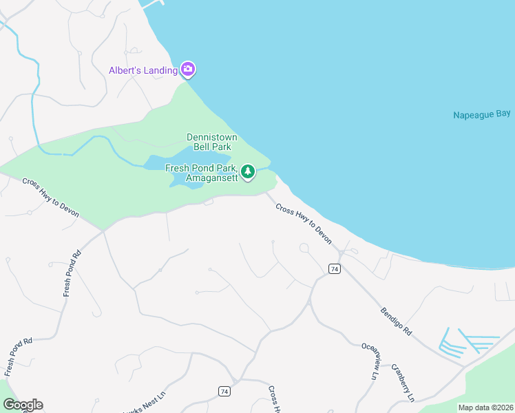 map of restaurants, bars, coffee shops, grocery stores, and more near 61 Cross Highway in Amagansett