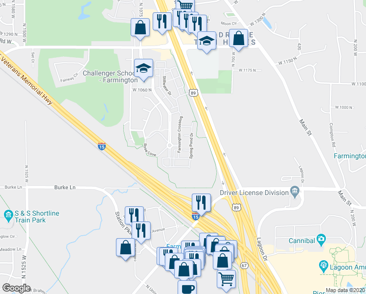 map of restaurants, bars, coffee shops, grocery stores, and more near 985 Willow Bend Paseo in Farmington