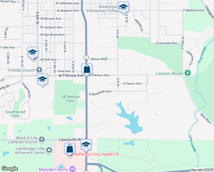 map of restaurants, bars, coffee shops, grocery stores, and more near 210 East Pierce Avenue in Fairfield