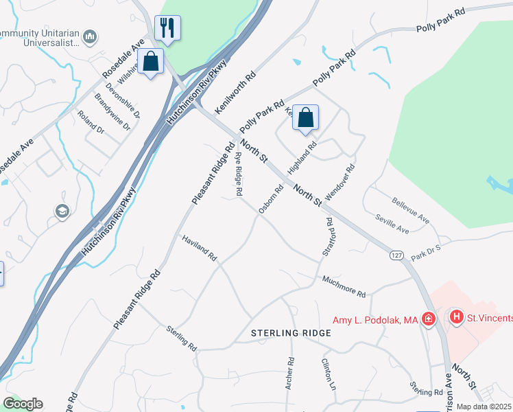 map of restaurants, bars, coffee shops, grocery stores, and more near 192 Osborn Road in Harrison