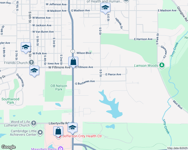 map of restaurants, bars, coffee shops, grocery stores, and more near 305 East Pierce Avenue in Fairfield