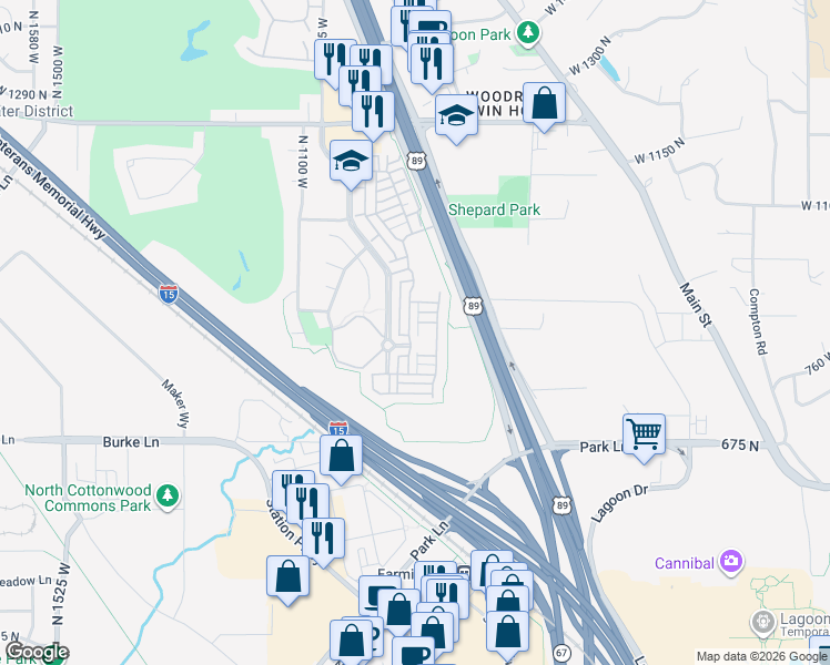 map of restaurants, bars, coffee shops, grocery stores, and more near 864 Farmington Crossing in Farmington