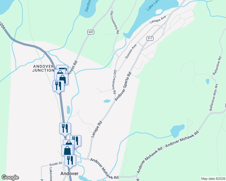map of restaurants, bars, coffee shops, grocery stores, and more near 2 Brandon Court in Andover