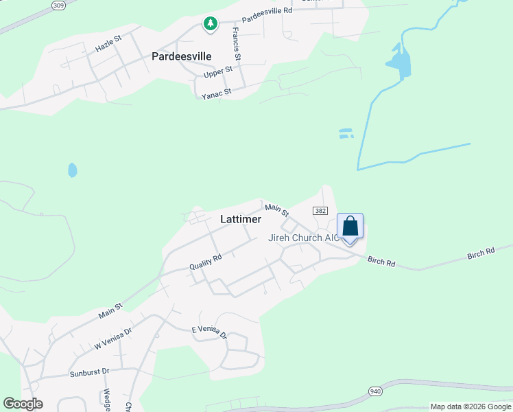 map of restaurants, bars, coffee shops, grocery stores, and more near 301 Lattimer Road in Hazleton