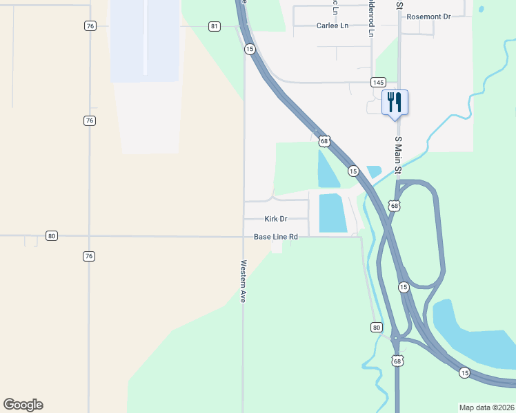 map of restaurants, bars, coffee shops, grocery stores, and more near 3337 Penrose Drive in Findlay