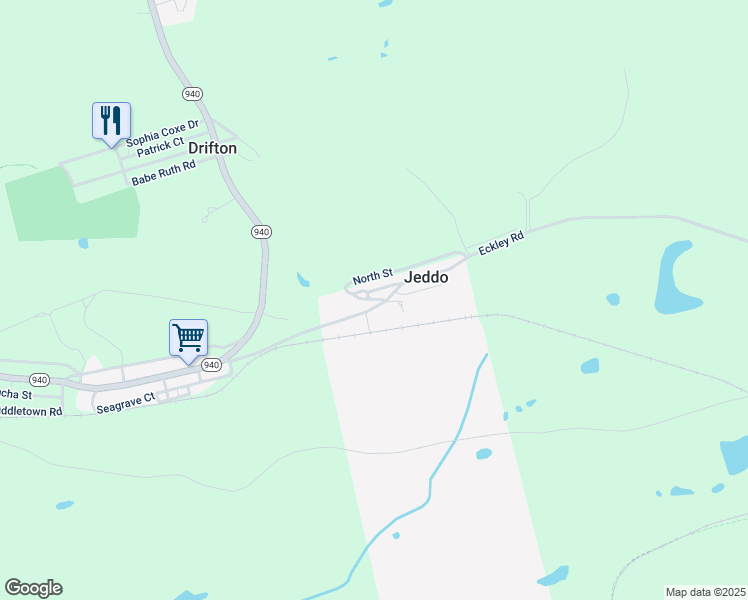map of restaurants, bars, coffee shops, grocery stores, and more near Highland Court in Jeddo