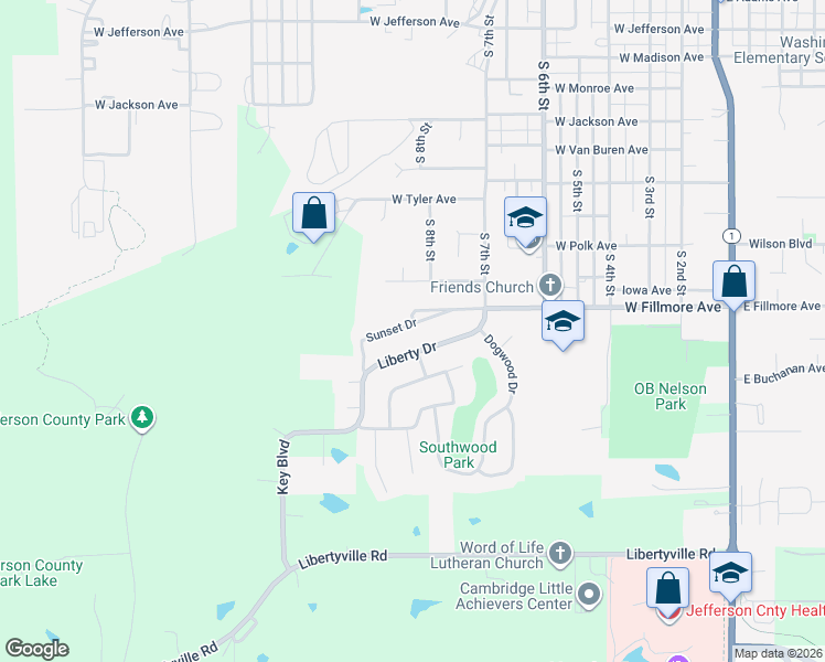 map of restaurants, bars, coffee shops, grocery stores, and more near 902 Sunset Drive in Fairfield