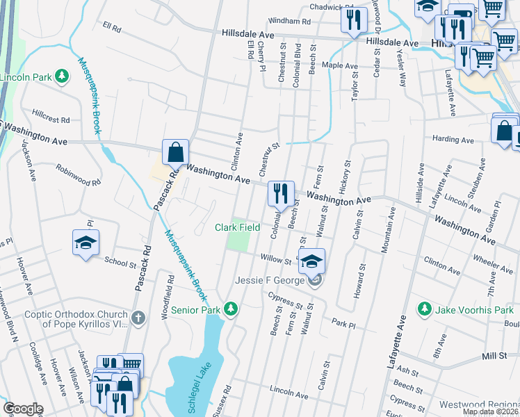 map of restaurants, bars, coffee shops, grocery stores, and more near 606 Chestnut Street in Township of Washington
