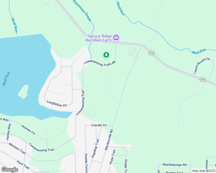 map of restaurants, bars, coffee shops, grocery stores, and more near 44 Shakespeare Drive in Albrightsville