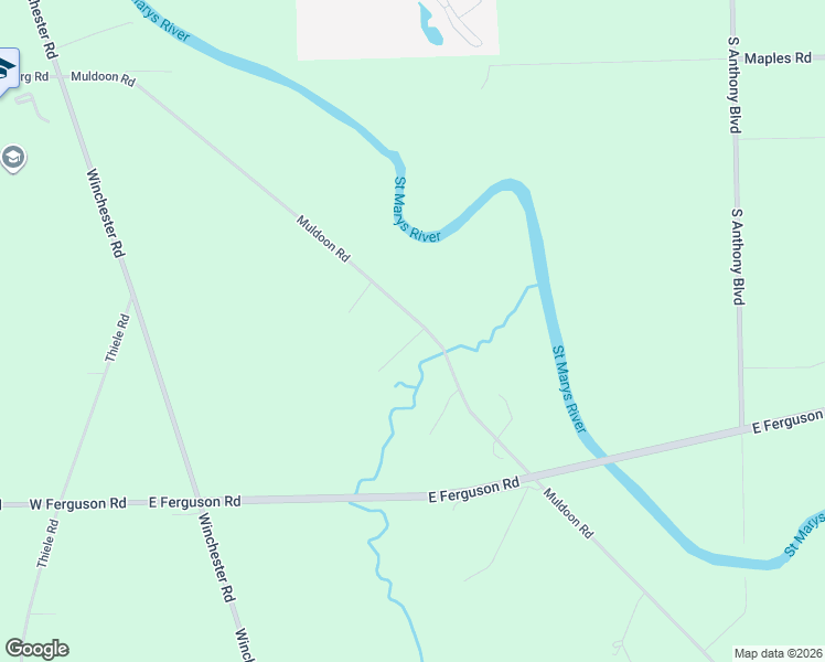 map of restaurants, bars, coffee shops, grocery stores, and more near 9624 Muldoon Road in Fort Wayne