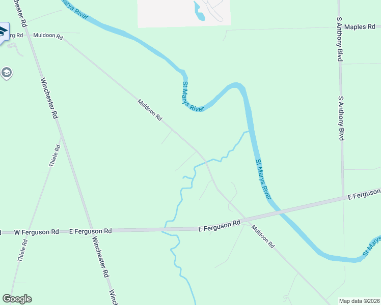 map of restaurants, bars, coffee shops, grocery stores, and more near 9624 Muldoon Road in Fort Wayne