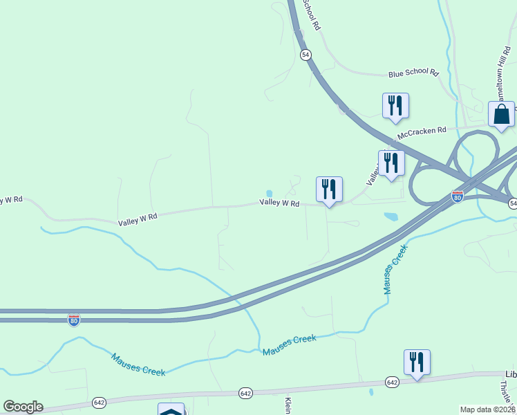 map of restaurants, bars, coffee shops, grocery stores, and more near 15 Valley West Road in Danville
