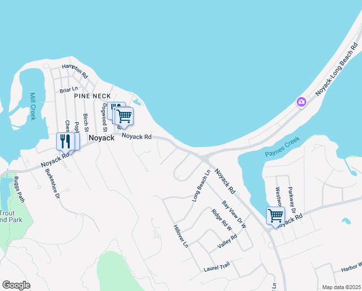 map of restaurants, bars, coffee shops, grocery stores, and more near 3659 Noyack Road in Sag Harbor