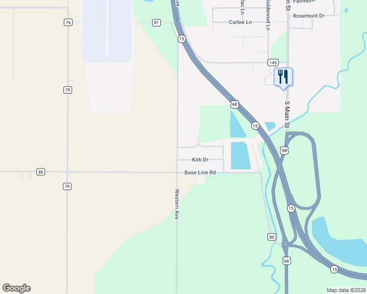 map of restaurants, bars, coffee shops, grocery stores, and more near 3337 Penrose Drive in Findlay