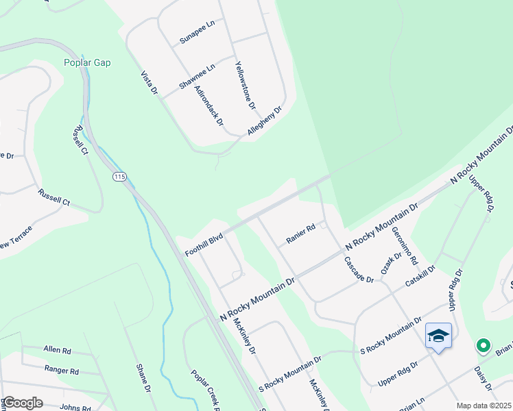map of restaurants, bars, coffee shops, grocery stores, and more near 171 Foothill Boulevard in Effort