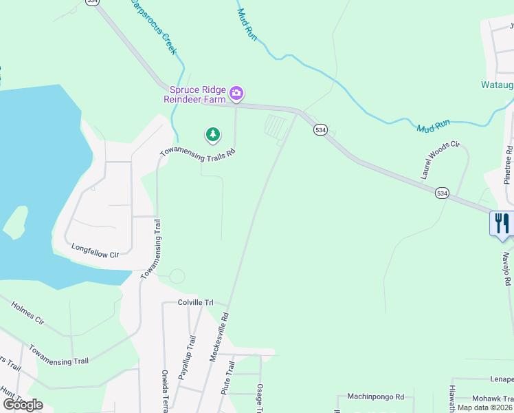 map of restaurants, bars, coffee shops, grocery stores, and more near 203 Meckesville Rd in Albrightsville