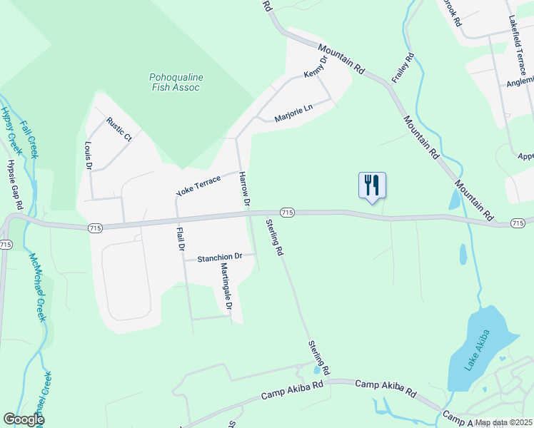 map of restaurants, bars, coffee shops, grocery stores, and more near 1321 Sterling Road in Stroudsburg