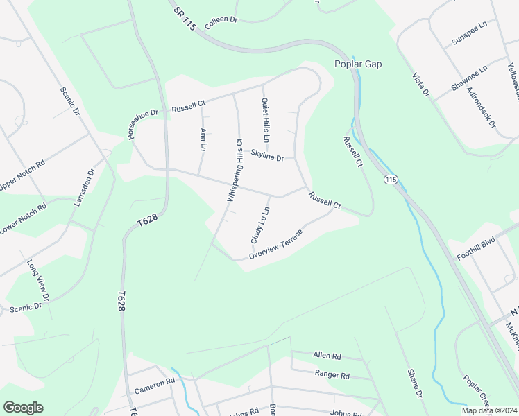 map of restaurants, bars, coffee shops, grocery stores, and more near 112 Cindy Lu Lane in Effort