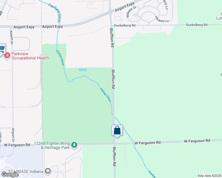 map of restaurants, bars, coffee shops, grocery stores, and more near 9641-9831 Bluffton Road in Fort Wayne