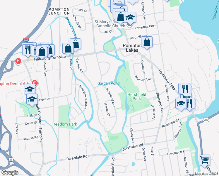 map of restaurants, bars, coffee shops, grocery stores, and more near 1129 Ringwood Avenue in Pompton Lakes