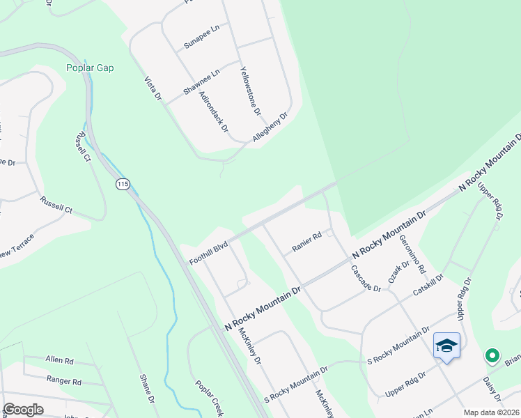 map of restaurants, bars, coffee shops, grocery stores, and more near 1 Foothill Blvd in Effort