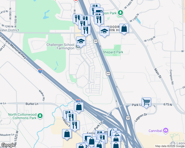 map of restaurants, bars, coffee shops, grocery stores, and more near 907 Farmington Crossing in Farmington