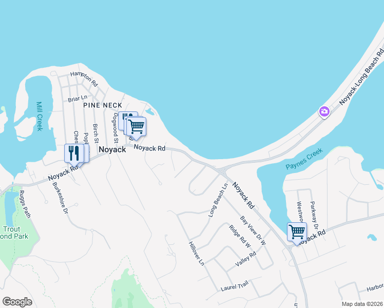 map of restaurants, bars, coffee shops, grocery stores, and more near 3659 Noyack Road in Sag Harbor