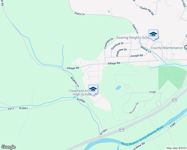 map of restaurants, bars, coffee shops, grocery stores, and more near 1518 Warren Drive in Clearfield