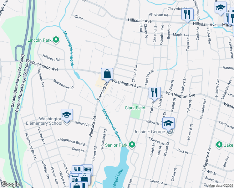 map of restaurants, bars, coffee shops, grocery stores, and more near 146 Windsor Circle in Township of Washington