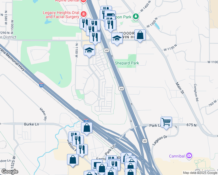 map of restaurants, bars, coffee shops, grocery stores, and more near 897 Waterside Drive in Farmington