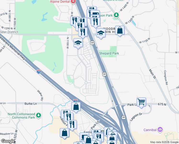 map of restaurants, bars, coffee shops, grocery stores, and more near 929 Farmington Crossing in Farmington
