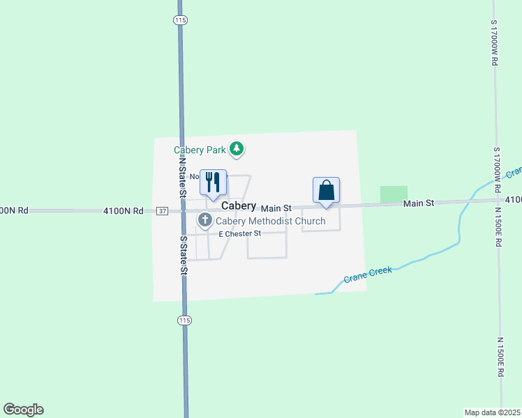 map of restaurants, bars, coffee shops, grocery stores, and more near East 4100N Road in Cabery