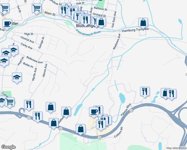 map of restaurants, bars, coffee shops, grocery stores, and more near 49 Mathews Avenue in Riverdale