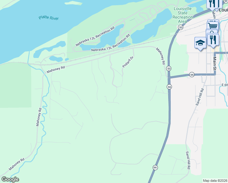 map of restaurants, bars, coffee shops, grocery stores, and more near 15304 East Northridge Drive in Louisville
