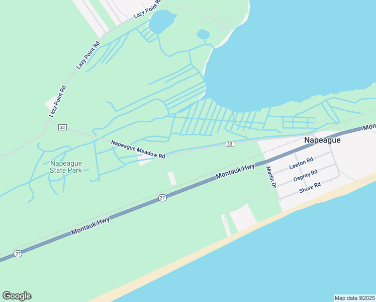 map of restaurants, bars, coffee shops, grocery stores, and more near Napeague Meadow Road in Amagansett