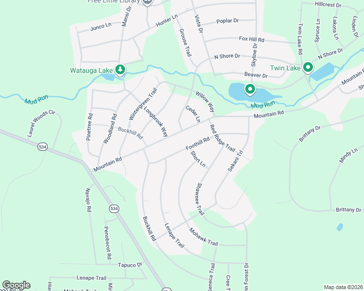 map of restaurants, bars, coffee shops, grocery stores, and more near 92 Mountain Road in Albrightsville