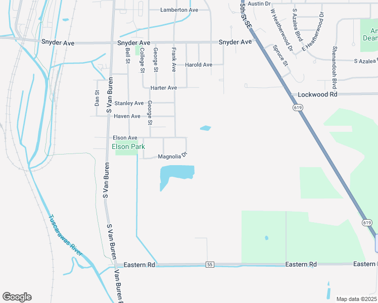 map of restaurants, bars, coffee shops, grocery stores, and more near 408 Magnolia Drive in Barberton